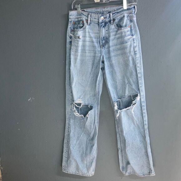 American eagle strigid “stovepipe” Distressed Light Blue Jeans size 4R #712 - Picture 1 of 10